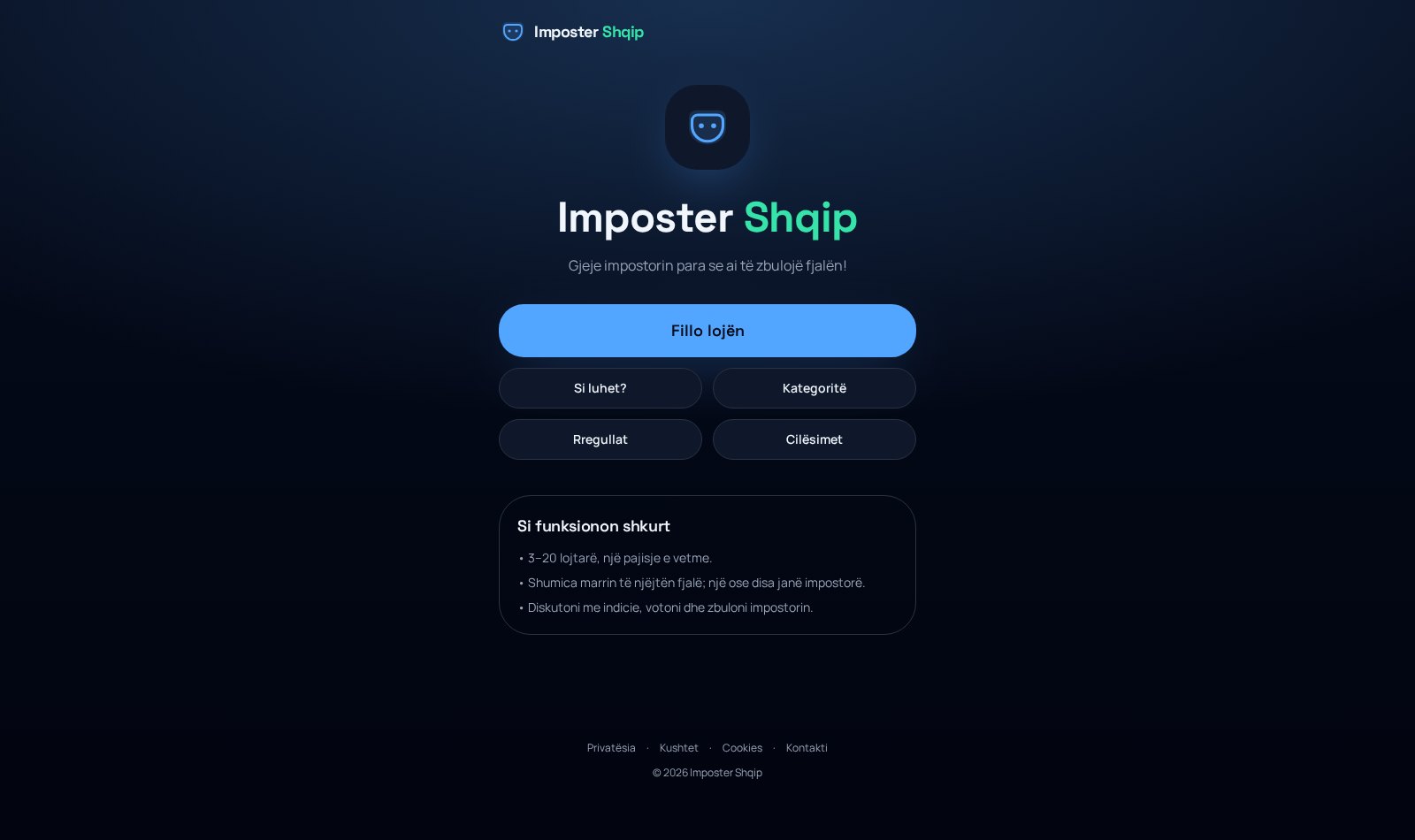 Screenshot i projektit Imposter Shqip