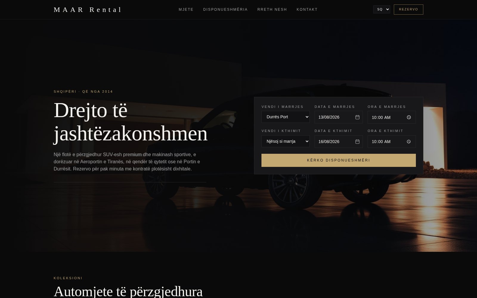 Screenshot i projektit MAAR Rental