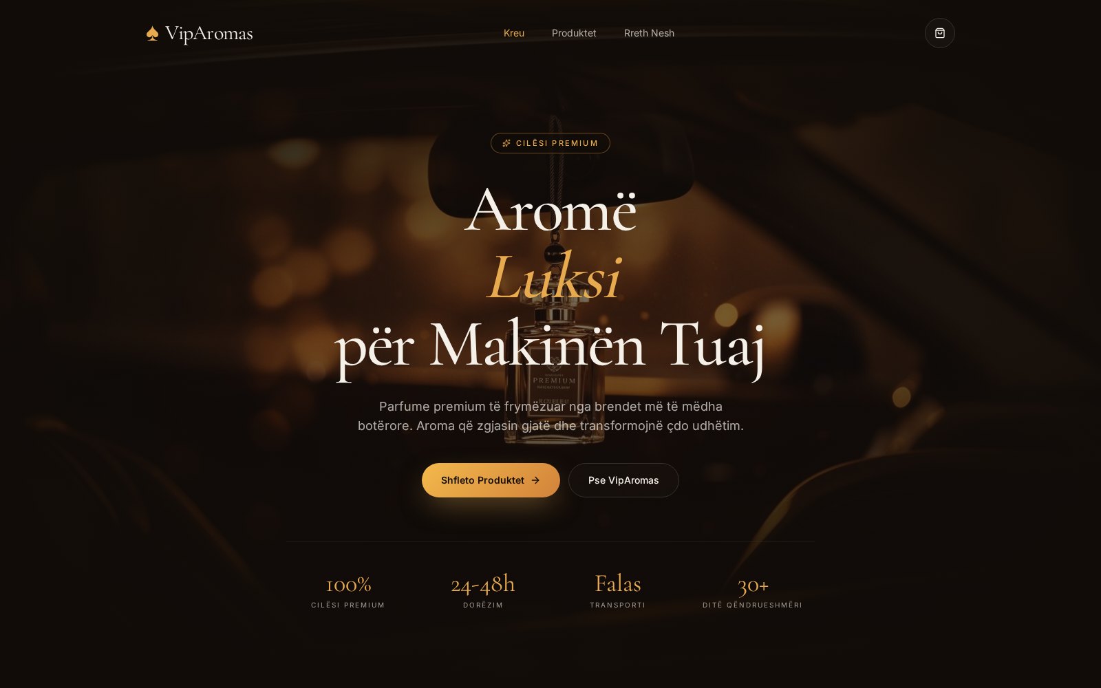 Screenshot i projektit VipAromas
